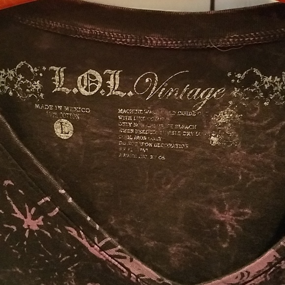 L.O.L. Vintage Tops Nwot Lol Vintage Blackpurple Floral Tshirt Poshmark